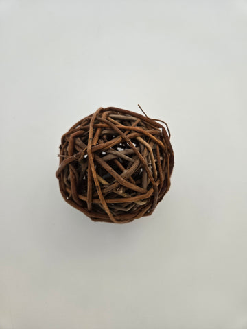 Handcrafted willow ball chew toy for rabbits guinea pigs 2.5 inch natural made in Canada - thumbnail