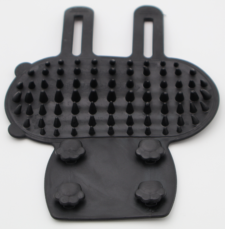 Black silicone cat grooming scratcher attaches to furniture legs two sizes