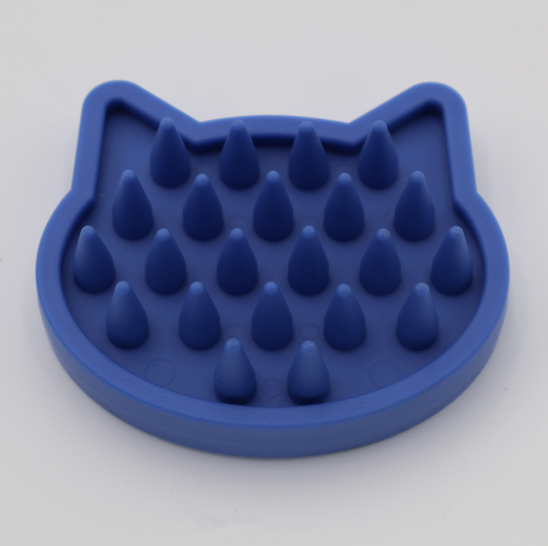 Blue soft silicone pet bath brush ergonomic grip for wet and dry grooming dogs cats