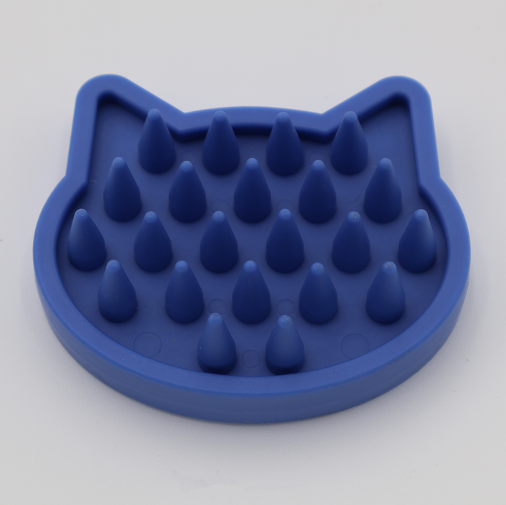 Blue soft silicone pet bath brush ergonomic grip for wet and dry grooming dogs cats