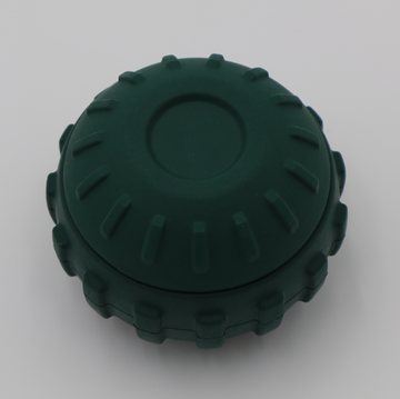 Bottom small green dog treat ball dispenser, two-piece design for frozen treats - thumbnail