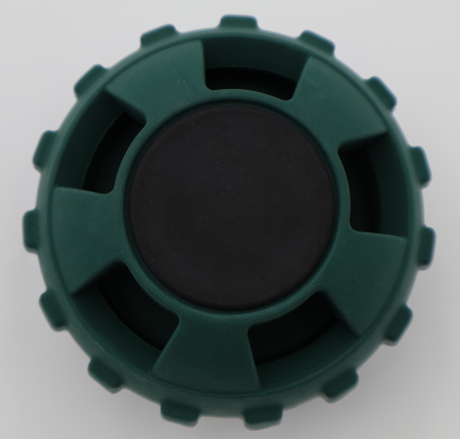 Large green dog treat ball dispenser, two-piece design for frozen treats