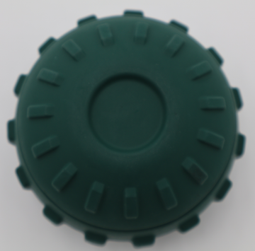 Bottom large green dog treat ball dispenser, two-piece design for frozen treats - thumbnail