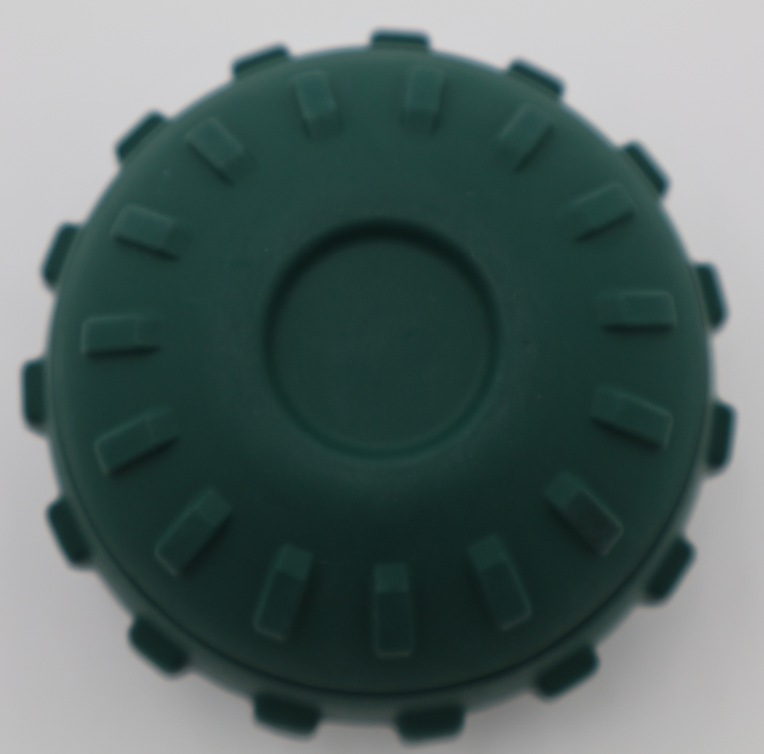 Bottom large green dog treat ball dispenser, two-piece design for frozen treats