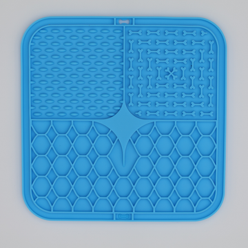 Blue food grade silicone dog licking mat with textured patterns for anxiety relief and slow feeding - thumbnail