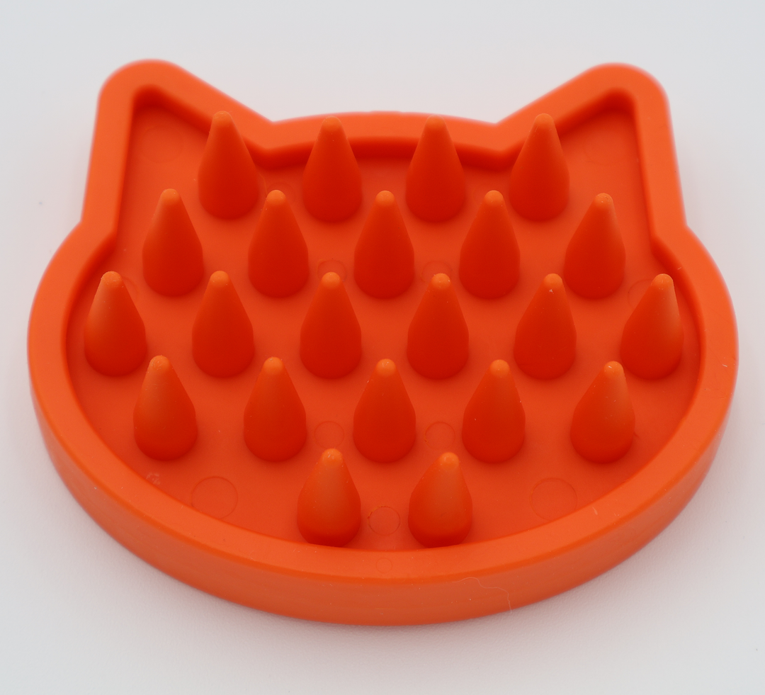 Orange soft silicone pet bath brush ergonomic grip for wet and dry grooming dogs cats