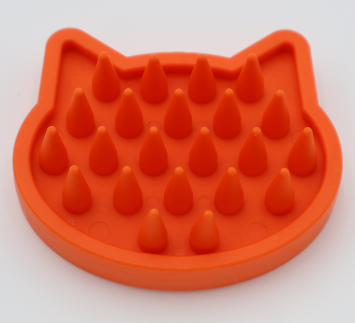Orange soft silicone pet bath brush ergonomic grip for wet and dry grooming dogs cats