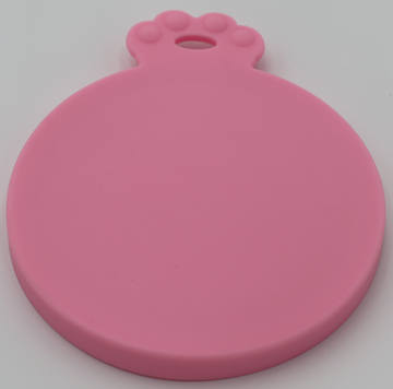 Pink food-grade silicone lids for pet food cans airtight flexible universal fit, top view - thumbnail