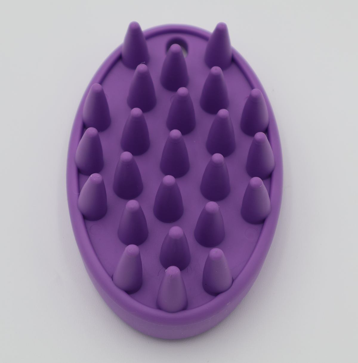Pet grooming massage silicone brush purple with conical bristles for bathing and brushing