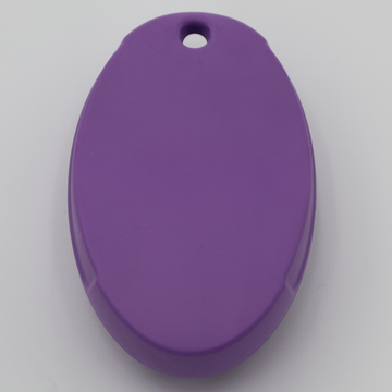 Pet grooming massage silicone brush purple top view - thumbnail