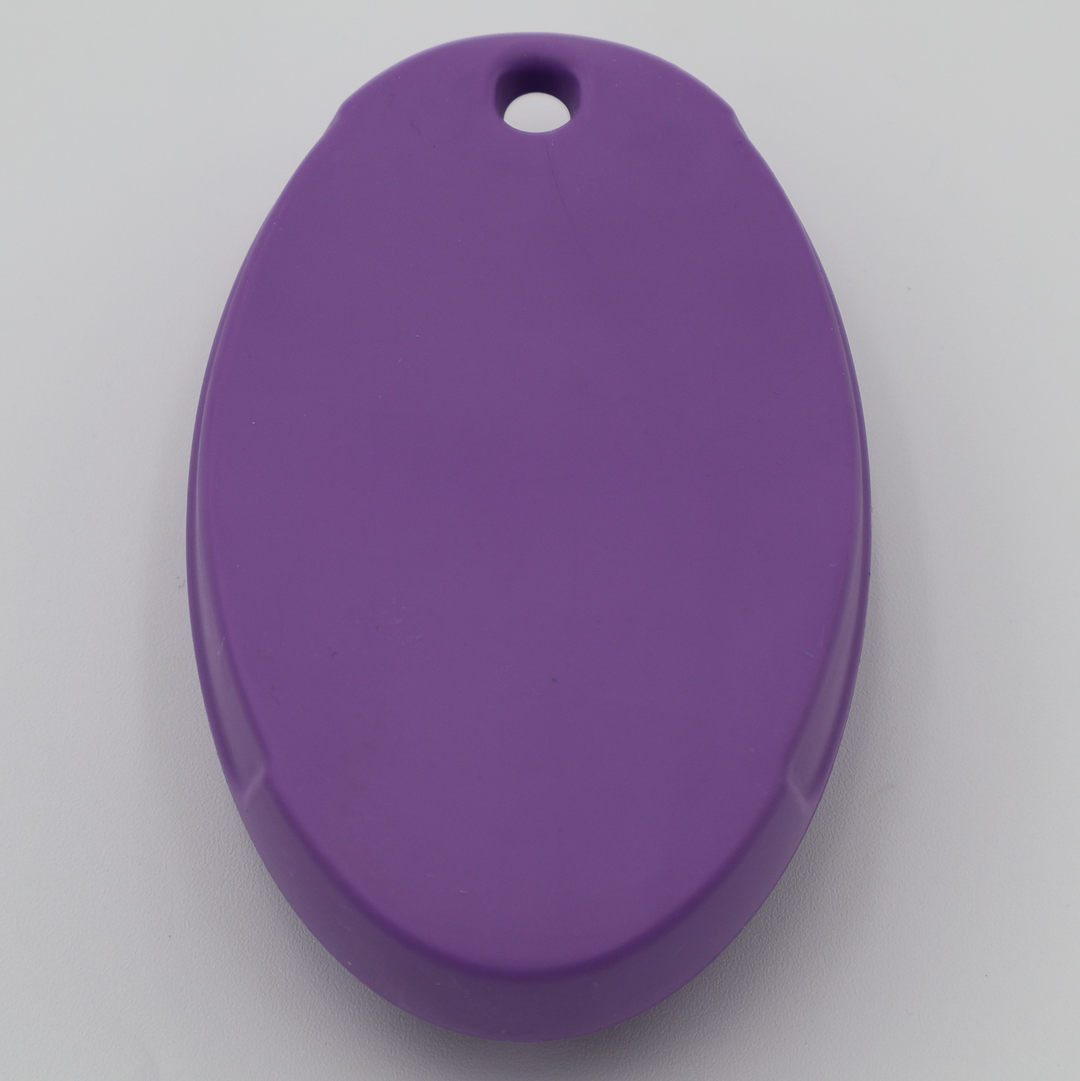 Pet grooming massage silicone brush purple top view