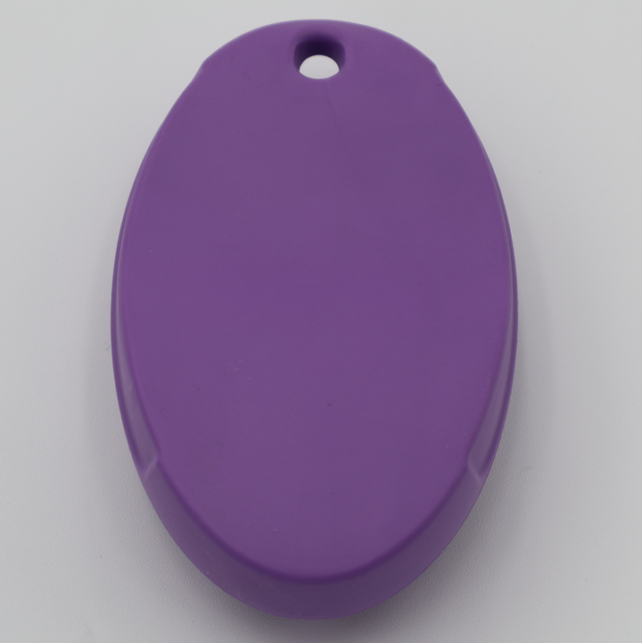 Pet grooming massage silicone brush purple top view