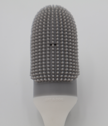 Silicone pet toothbrush head with soft cleaning grey bristles for gentle dental care - thumbnail