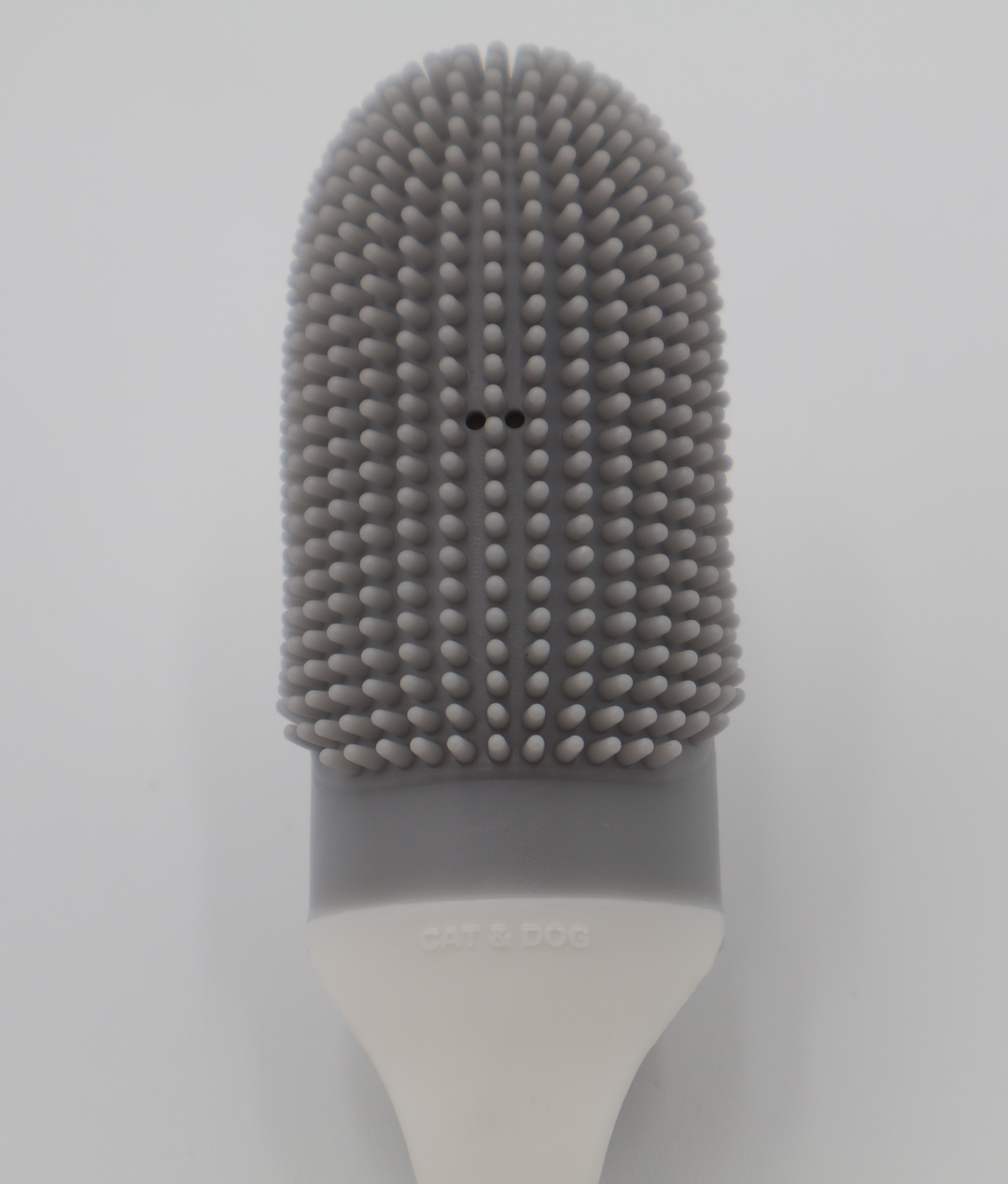 Silicone pet toothbrush head with soft cleaning grey bristles for gentle dental care